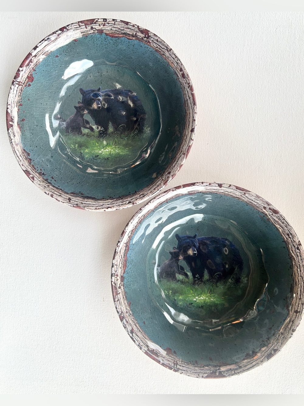 Rivers Edge Melamine Mother Bear & Cub Bowls Outdoor•Camping 7.25" SET OF 2